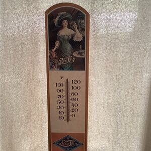 Vintage Pepsi Cola Wall Thermometer with Blue and Brown Accents